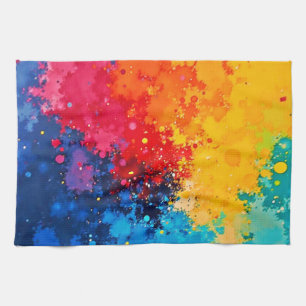 Linge De Cuisine Art chaotique vibrant à l'aquarelle