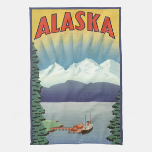 Linge De Cuisine Art de l'affiche de voyage vintage en Alaska, Pays