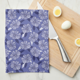 Linge De Cuisine Art de ligne floral pourpre botanique