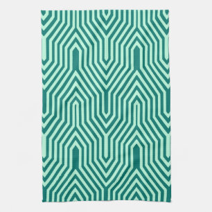 Linge De Cuisine Art déco géométrique - turquoise et aqua
