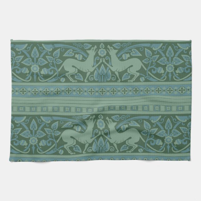 Linge De Cuisine Art Déco Nouveau Chien Nature Motif animal (Horizontal)