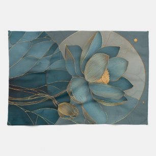 Linge De Cuisine Art géométrique en ligne de fleur de lotus sarcell