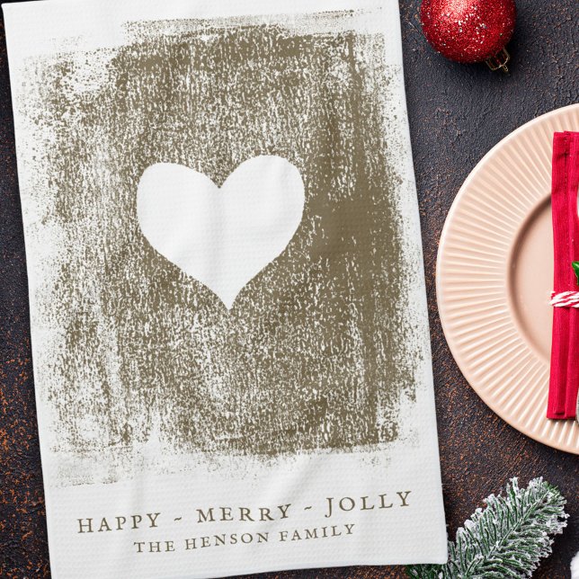 Linge De Cuisine Art Golden Heart Dessin Famille Noël (Créateur téléchargé)