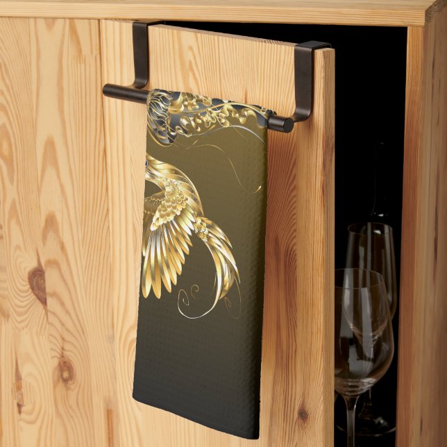 Linge De Cuisine Art graphique noir et or, Elégant Abstrait (Pliage en tiers)