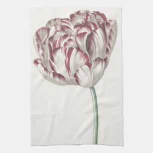 Linge De Cuisine Art hollandais vintage : Tulipe blanche et rouge