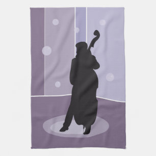 Linge De Cuisine Art musical minimaliste silhouette de contrebasse