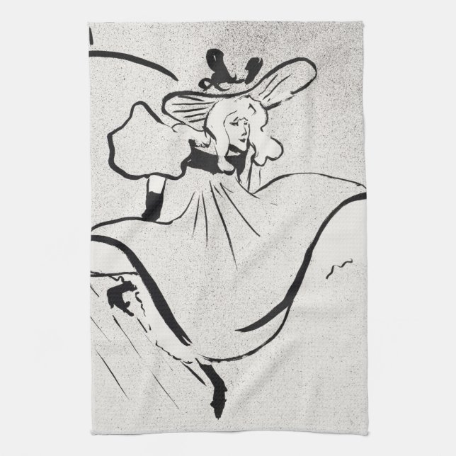 Linge De Cuisine Art noir et blanc Jane Avril par Toulouse Lautrec (Vertical)