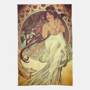 Linge De Cuisine Art nouveau Alphonse Mucha élégante femme vintage