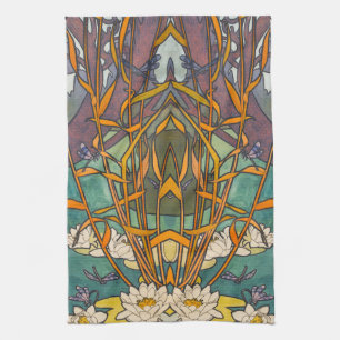 Linge De Cuisine Art nouveau Alphonse mucha étang à fleurs dragonfl