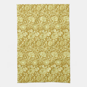 Linge De Cuisine Art Nouveau Carnation Damas, moutarde et jaune