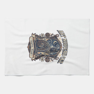 Linge De Cuisine Art Nouveau Chat Chat Art Nouveau Vintage Vector A
