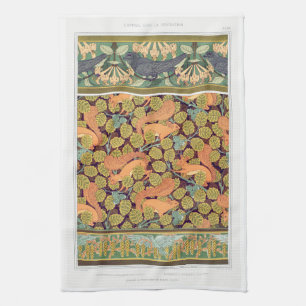 Linge De Cuisine Art nouveau écureuil automne floral textile art
