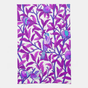 Linge De Cuisine Art Nouveau Oiseau & grenade, Améthyste Purple