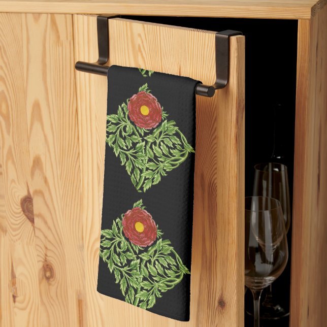 Linge De Cuisine Art Nouveau Rouge Rose De Morgan (Pliage en tiers)