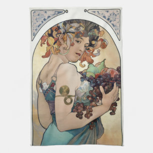 Linge De Cuisine Art Nouveau vintage 1897 "Fruit" par Alphonse Much