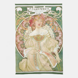 Linge De Cuisine Art Nouveau vintage, Champenois par Alphonse Mucha