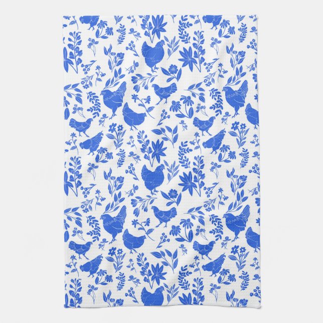 Linge De Cuisine Art populaire Farmhouse moderne Poulets & Botaniqu (Vertical)