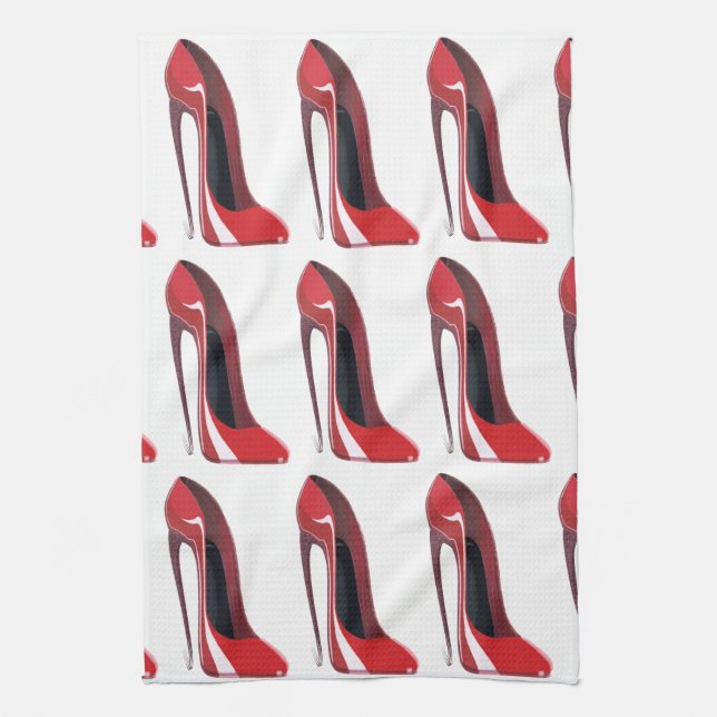 Linge De Cuisine Art stylet de chaussure de talon fou rouge (Vertical)