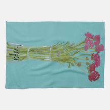Arty Ranunculus Fleur colorée +Nom personnalisé