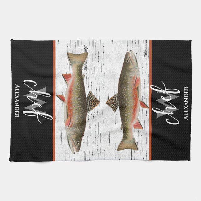 Linge De Cuisine Aspen rustique Bark Trout pêcheur Lake House (Horizontal)