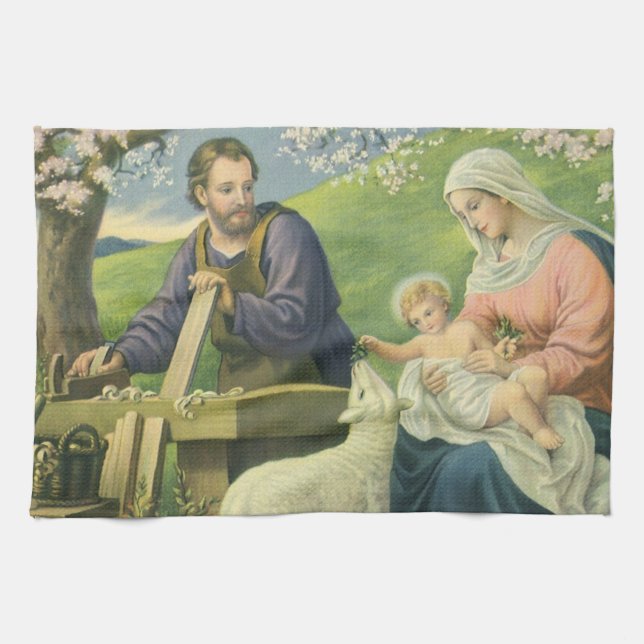 Linge De Cuisine Atelier de Joseph avec Marie et Bébé Jésus (Horizontal)