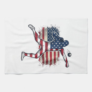 Linge De Cuisine Athlète de lancer de poids patriotique Gravure vin