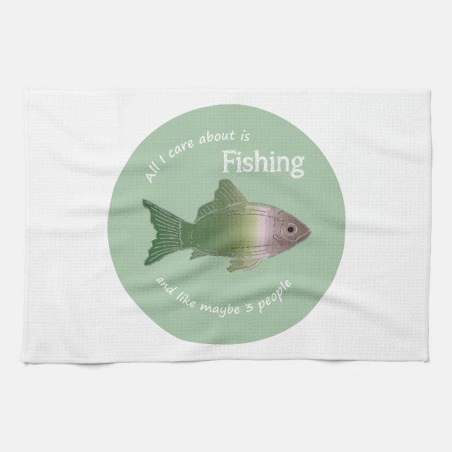 Linge De Cuisine Attention À La Pêche Fun Fisherman Citation (Horizontal)