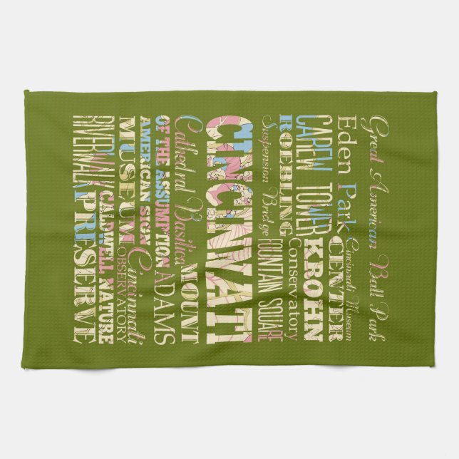 Linge De Cuisine Attractions et endroits célèbres de Cincinnati, (Horizontal)