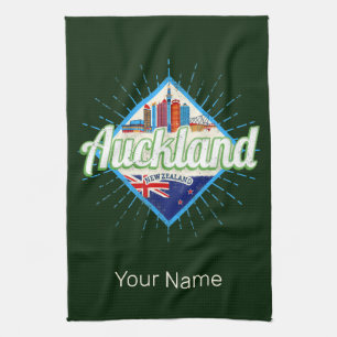 Linge De Cuisine Auckland Nouvelle-Zélande skyline rétro vintage