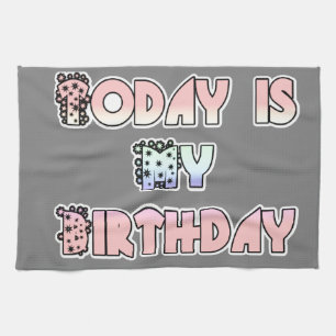 Linge De Cuisine Aujourd'hui est mon anniversaire Baby Pink Art Pri