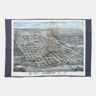 Linge De Cuisine Austin, Texas Antique Aerial City Carte de 1873