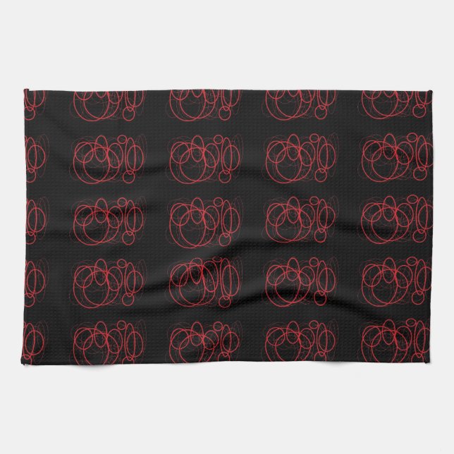 Linge De Cuisine Autocollant des cercles noir et rouge (Horizontal)