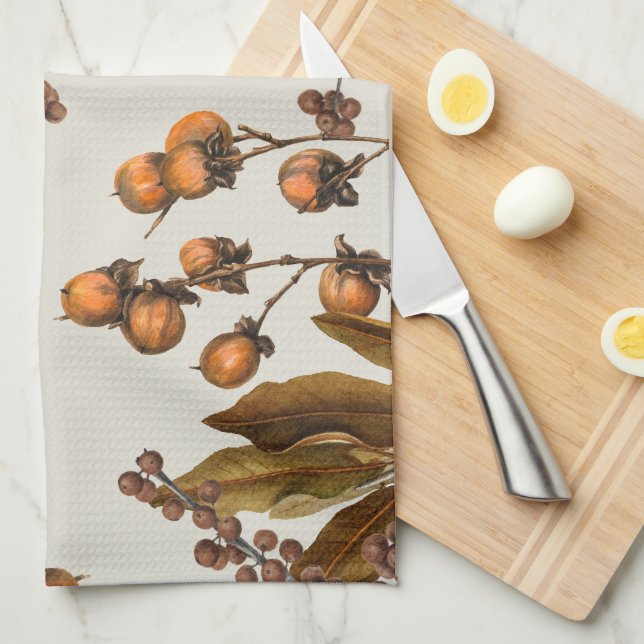 Linge De Cuisine Automne Automne Aquarelle Feuilles de feuillage (Quart Plié)