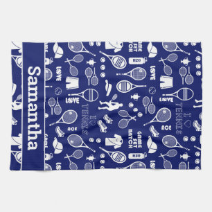 Linge De Cuisine Avec son nom 🎾 bleu et blanc 🎾