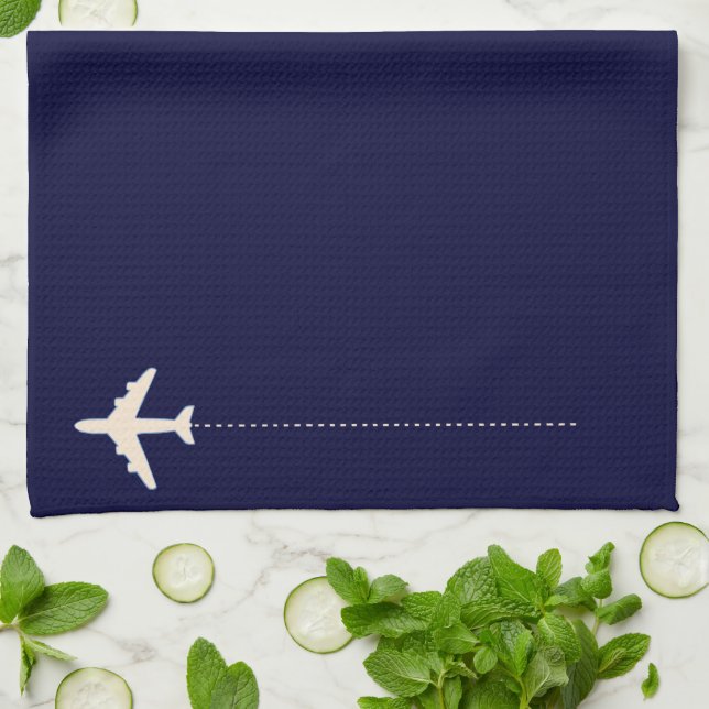 Linge De Cuisine avion de voyage avec ligne pointillée (Plié)