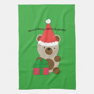 Linge De Cuisine Ayez une bière Joyeux Ours de Noël