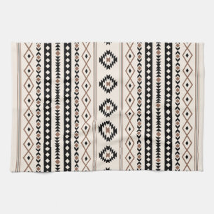 Linge De Cuisine Aztec Brown Crème Noire Mixte Motifs Motif