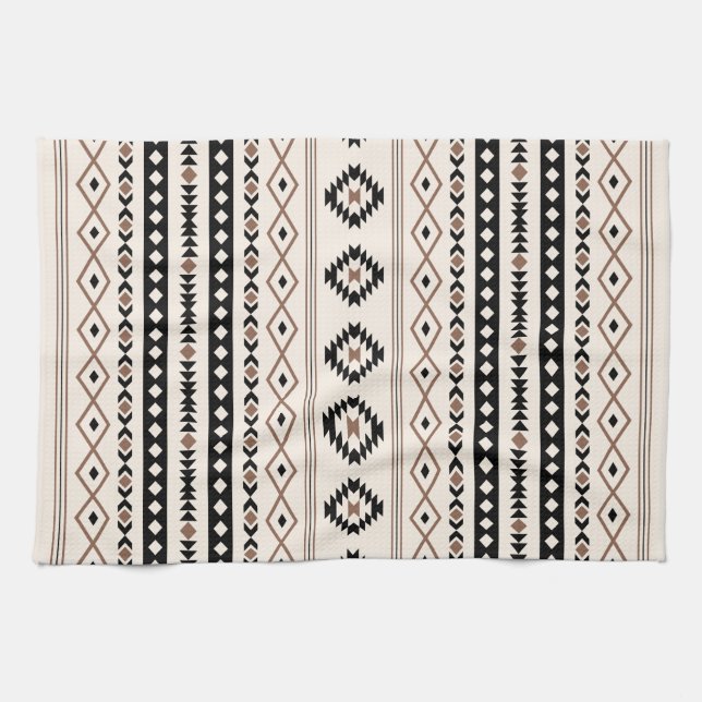 Linge De Cuisine Aztec Brown Crème Noire Mixte Motifs Motif (Horizontal)
