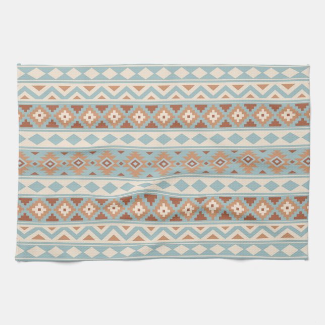 Linge De Cuisine Aztec Essence Ptn IIIb Blue Cream Terracottas (Horizontal)