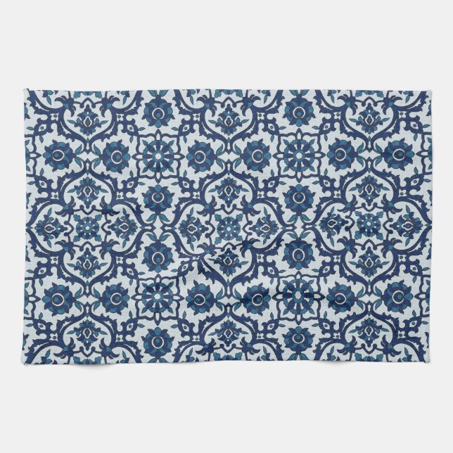 Linge De Cuisine Azulejos Floral Carrelage Motif (Horizontal)