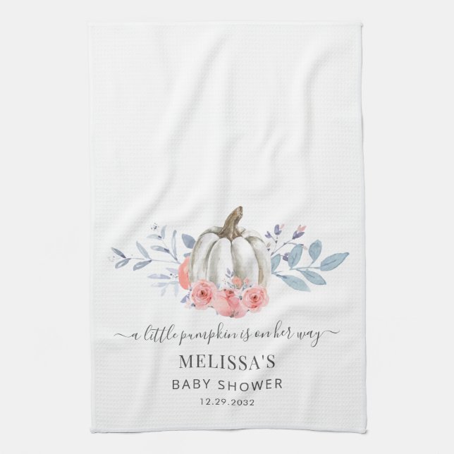 Linge De Cuisine Baby Shower Fille Fleur Rose Citrouille (Vertical)