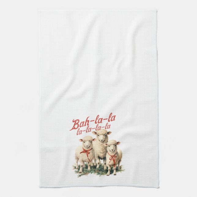 Linge De Cuisine Bah La La Cute Retro Noël Moutons (Vertical)