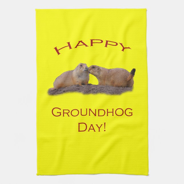 Linge De Cuisine Baiser de jour de Groundhog (Vertical)