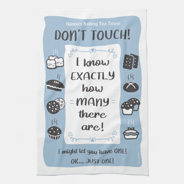 Linge De Cuisine Baker's Tea Towel Nanna, Mum, Dad Gift (Blue)  (Vertical)