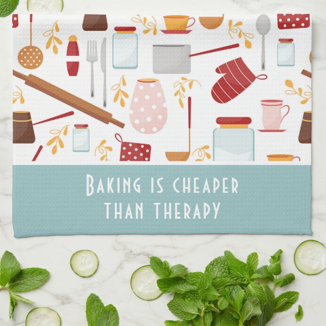 Linge De Cuisine Baking Drôle De Cuisine Moderne Bleu (Plié)