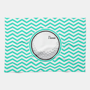 Linge De Cuisine Bal de golf; Aqua Green Chevron