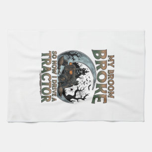 Linge De Cuisine Balai Tracteur Cassé Citrouille Maison Hantée Lune
