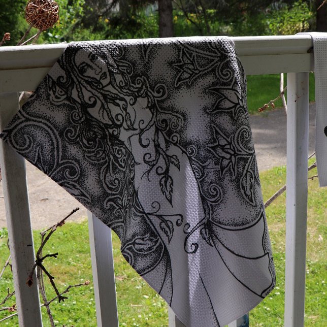 Linge De Cuisine Balayé Ink Goddess Pagan Art (Créateur téléchargé)