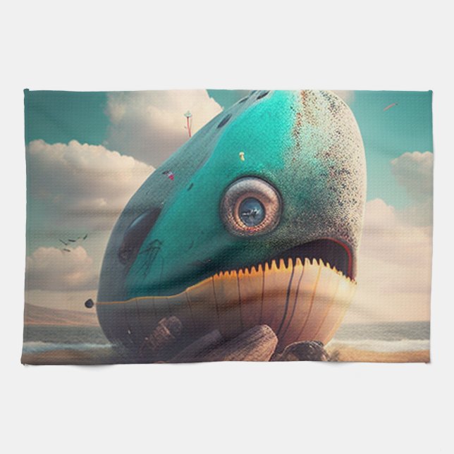 Linge De Cuisine Baleine étrange (Horizontal)