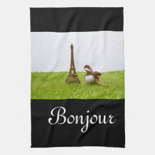 Linge De Cuisine Ball de golf avec la tour Eiffel sur le Bonjour ve